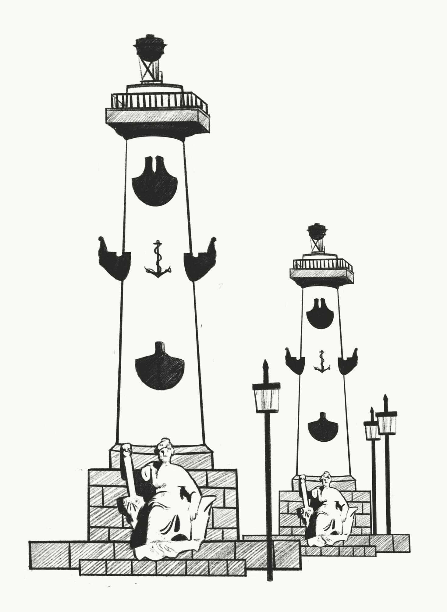 ростральные колонны рисунок